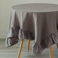 Morder 60 x 80 in. 100 Percent Pure Linen Washable Tablecloth with Ruffle Trim, Gray - Rectangle MO2641923